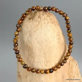 Bracelet Oeil de Tigre, perles naturelles de 4mm - Bracelet en perles et Pierres naturelles