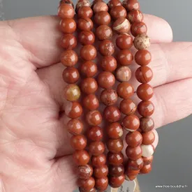 Bracelet Jaspe rouge authentique, perles naturelles 6 mm - Bracelet en perles et Pierres naturelles