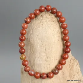 Bracelet Jaspe rouge authentique, perles naturelles 6 mm - Bracelet en perles et Pierres naturelles
