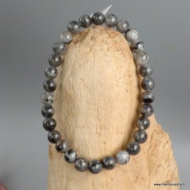 Bracelet Larvikite pierre de lune noire, perles 6 mm - Bracelet en perles et Pierres naturelles