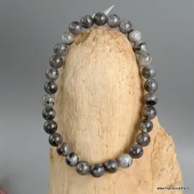 Bracelet Larvikite pierre de lune noire, perles 6 mm - Bracelet en perles et Pierres naturelles