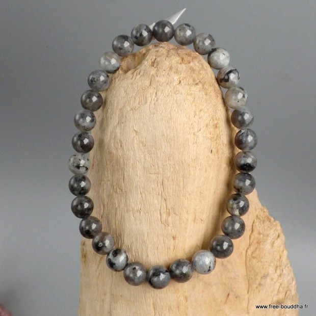 Bracelet Larvikite pierre de lune noire, perles 6 mm - Bracelet en perles et Pierres naturelles