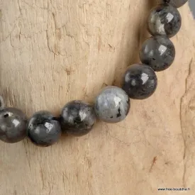 Bracelet Larvikite pierre de lune noire, perles 6 mm - Bracelet en perles et Pierres naturelles