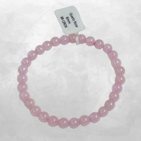 Bracelet Quartz Rose naturel, perles 6mm, grade AB - Bracelet en perles et Pierres naturelles