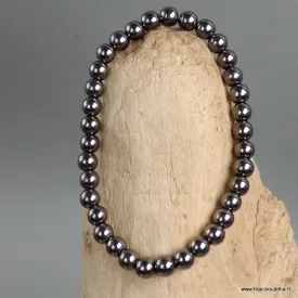 Bracelet Hématite perles 6 mm, pierres naturelles - Bracelet en perles et Pierres naturelles