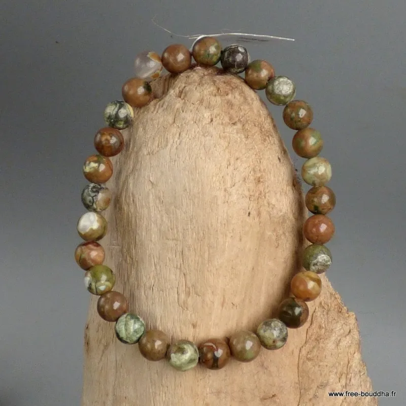 Bracelet Rhyolite authentique, perles 6/7 mm grade A - Bracelet en perles et Pierres naturelles