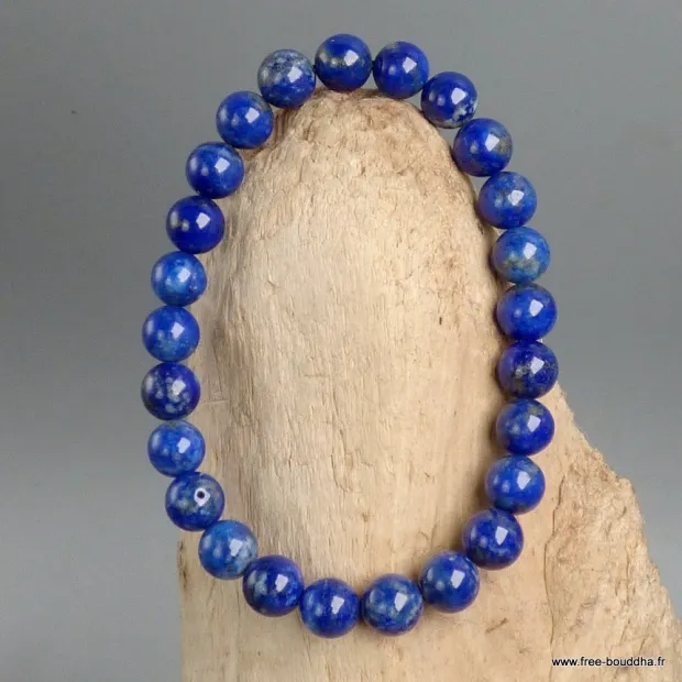 Bracelet Lapis lazuli grade AAA, 25 pierres authentiques - Bracelet en perles et Pierres naturelles