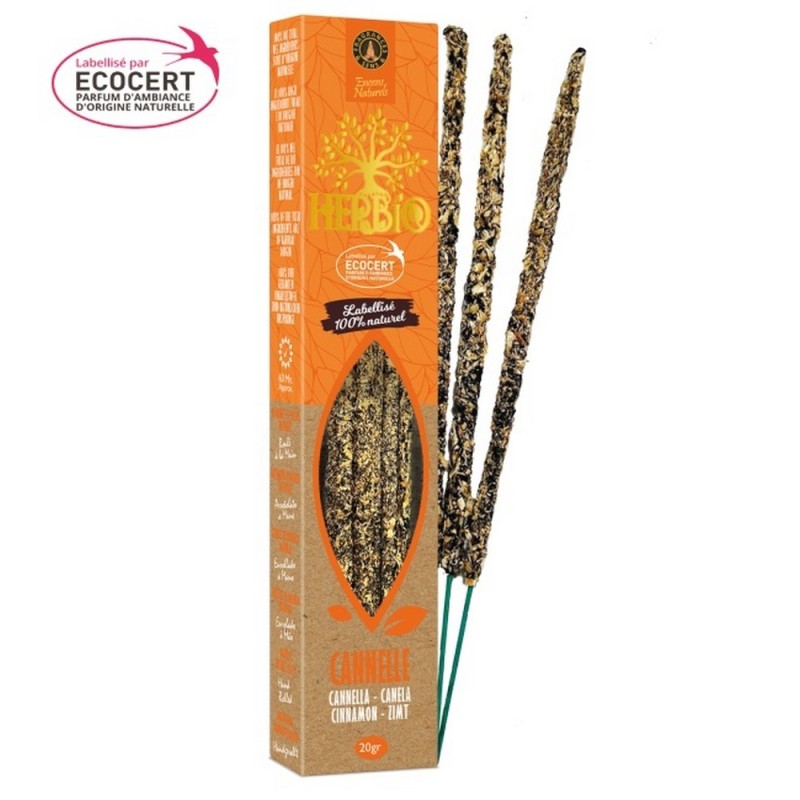 Encens Cannelle Herbio smudge, 20 gr, Ecocert bio - Encens tibétains, accessoires