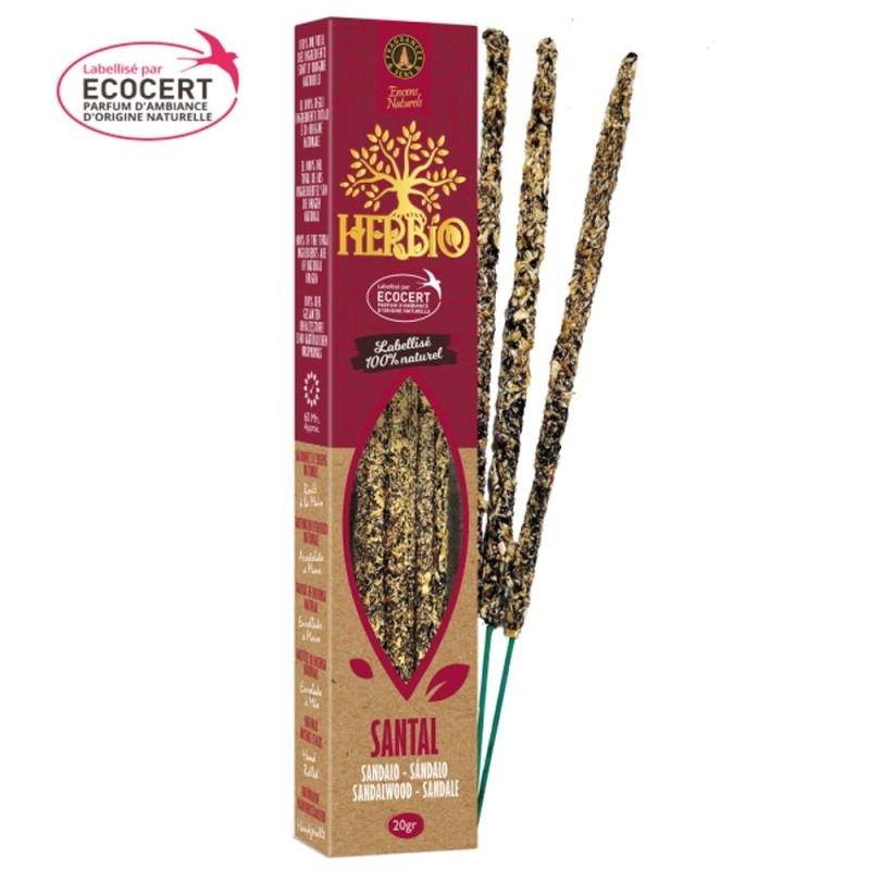 Encens Bois de Santal Herbio smudge 20 g boisé apaisant purifiant