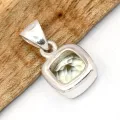 Pendentif Verre de Lybie Authentique carré facetté - Pendentifs pierres naturelles