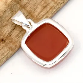 Pendentif Cornaline cabochon forme carrée - Pendentifs pierres naturelles