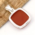Pendentif Cornaline naturelle en argent 925 cabochon carré énergie