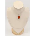 Pendentif Cornaline cabochon forme ovale argent 925 - Pendentifs pierres naturelles