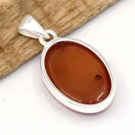 Pendentif Cornaline authentique cabochon forme ovale - Pendentifs pierres naturelles