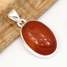 Pendentif Cornaline authentique cabochon forme ovale - Pendentifs pierres naturelles