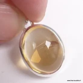 Pendentif Citrine naturelle cabochon forme ovale - Pendentifs pierres naturelles