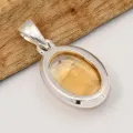 Pendentif Citrine naturelle cabochon forme ovale - Pendentifs pierres naturelles