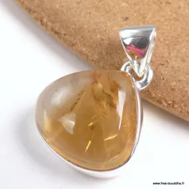 Pendentif Citrine naturelle cabochon forme libre - Pendentifs pierres naturelles