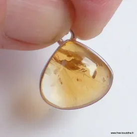 Pendentif Citrine naturelle cabochon forme libre - Pendentifs pierres naturelles
