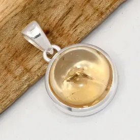 Pendentif Citrine naturelle cabochon forme ronde - Pendentifs pierres naturelles