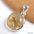 Pendentif Citrine naturelle cabochon forme ronde - Pendentifs pierres naturelles