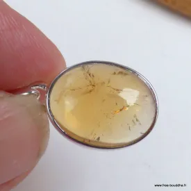 Pendentif ovale Citrine naturelle cabochon - Pendentifs pierres naturelles