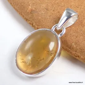 Pendentif ovale Citrine naturelle cabochon - Pendentifs pierres naturelles