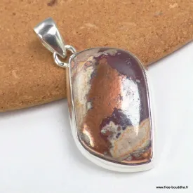 Rare Pendentif Cuivre sur Agate forme libre - Bijoux en Cuivre sur Agate