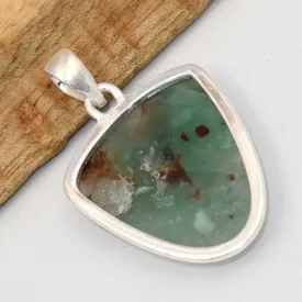 Gros pendentif Aquaprase semi-ovale argent 925 - Pendentifs pierres naturelles