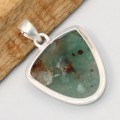 Pendentif Aquaprase naturelle en argent 925, pierre rare du Zimbabwe