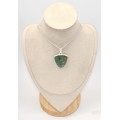 Pendentif Aquaprase naturelle en argent 925, pierre rare du Zimbabwe
