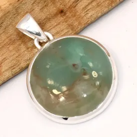 Pendentif Aquaprase forme ronde argent 925 - Pendentifs pierres naturelles