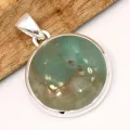 Pendentif Aquaprase forme ronde argent 925 - Pendentifs pierres naturelles