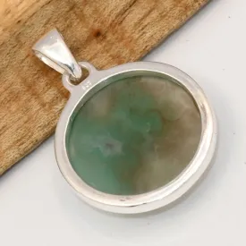 Pendentif Aquaprase forme ronde argent 925 - Pendentifs pierres naturelles