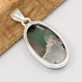 Pendentif Aquaprase forme ovale argent 925 - Pendentifs pierres naturelles