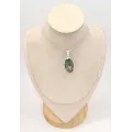 Pendentif Aquaprase forme ovale argent 925 - Pendentifs pierres naturelles