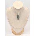 Pendentif Aquaprase forme ovale allongée argent 925 - Pendentifs pierres naturelles