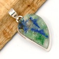 Pendentif Azurite Boulder larme argent 925 – azurite sur roche-mère
