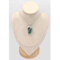 Pendentif Azurite Boulder larme argent 925 – azurite sur roche-mère