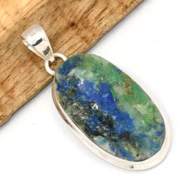 Pendentif Azurite sur roche-mère forme ovale 4,9 cm - Pendentifs pierres naturelles