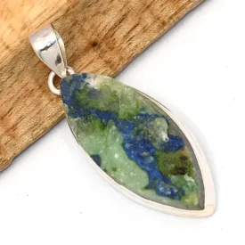 Pendentif marquise Azurite sur roche-mère 5,3 cm - Pendentifs pierres naturelles
