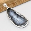Grand Pendentif Merlinite 6,6 cm argent 925 - Bijoux en Opale Dendritique (Merlinite)