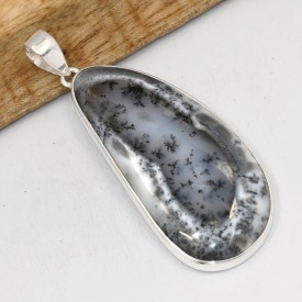 Grand pendentif Merlinite 6,6 cm en argent 925