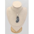 Grand Pendentif Merlinite 6,6 cm argent 925 - Bijoux en Opale Dendritique (Merlinite)