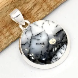 Pendentif rond en Merlinite Opale Dendritique - Bijoux en Opale Dendritique (Merlinite)