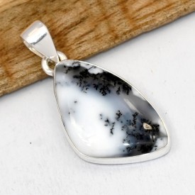Pendentif  Merlinite forme libre argent 925 - Bijoux en Opale Dendritique (Merlinite)