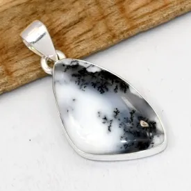 Pendentif Merlinite forme libre argent 925 - Bijoux en Opale Dendritique (Merlinite)
