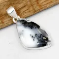 Pendentif Merlinite forme libre argent 925 - Bijoux en Opale Dendritique (Merlinite)