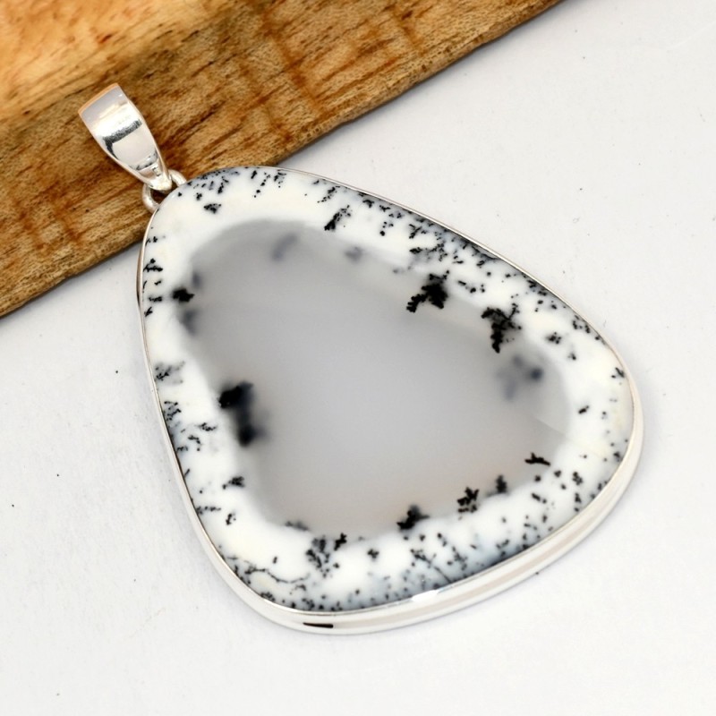 Grand Pendentif  Merlinite forme libre 6,7 cm - Bijoux en Opale Dendritique (Merlinite)