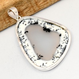 Grand Pendentif  Merlinite forme libre 6,7 cm - Bijoux en Opale Dendritique (Merlinite)